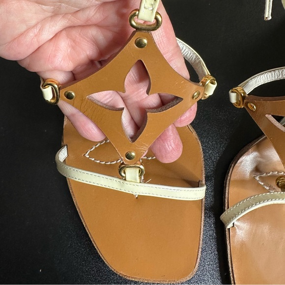 Louis Vuitton wedge heel sandals.  Slight wear on bottom of sandals. Size 7 (37) - Picture 11 of 13